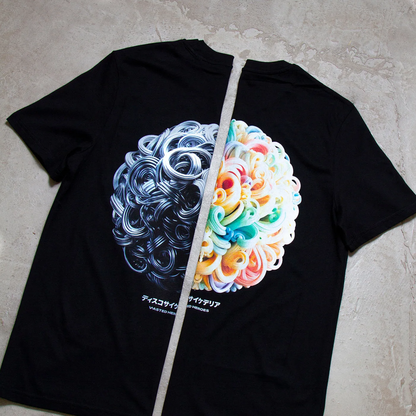 028 Disco Psychedelia Back Print - Tshirt - Black