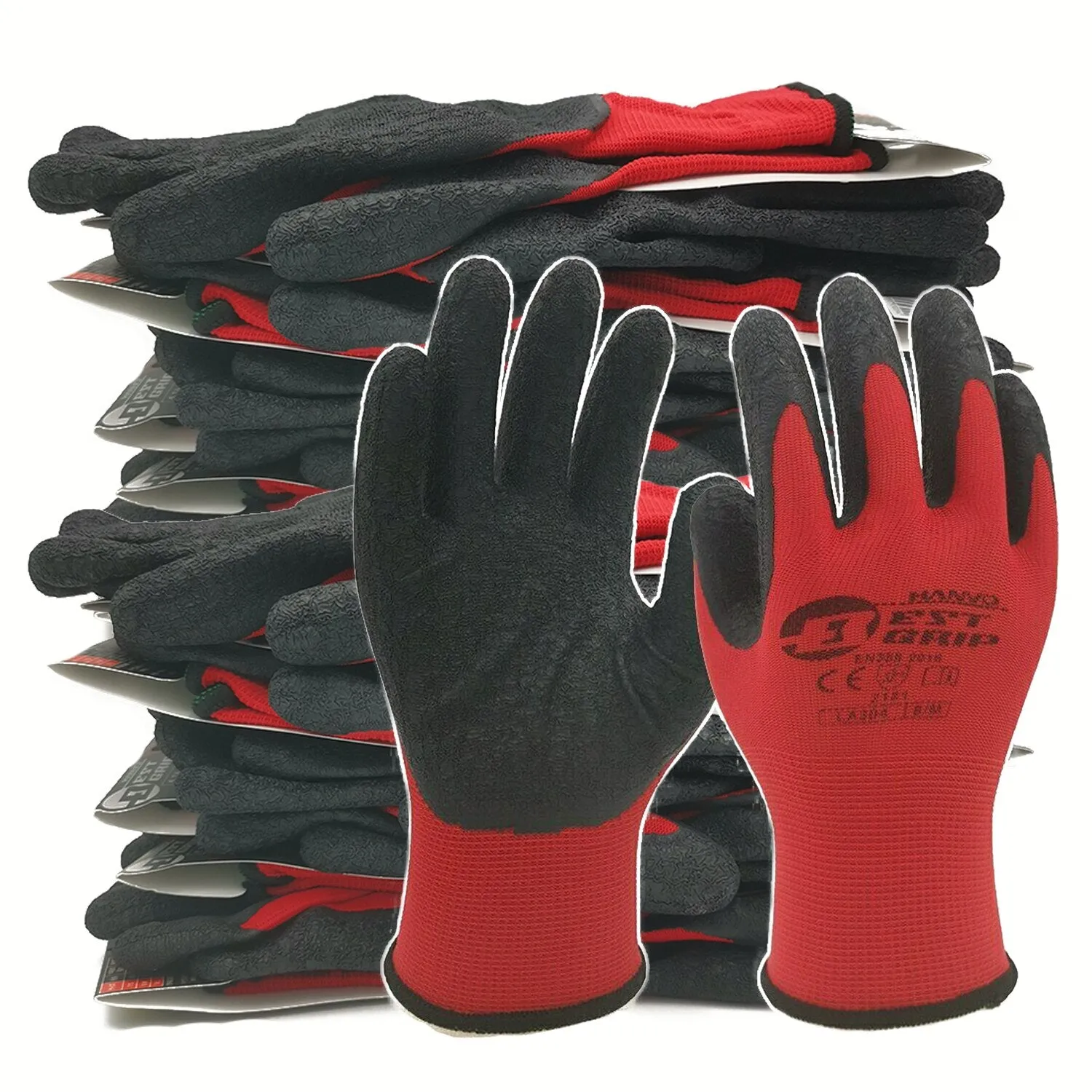 10 Pairs Non-slip Thicken Latex Rubber Safety Work Gloves Mechanic Working Gloves Palm Coated Gloves For Garden Work