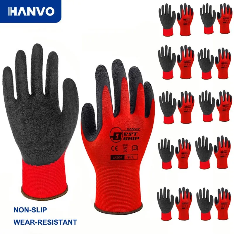 10 Pairs Non-slip Thicken Latex Rubber Safety Work Gloves Mechanic Working Gloves Palm Coated Gloves For Garden Work