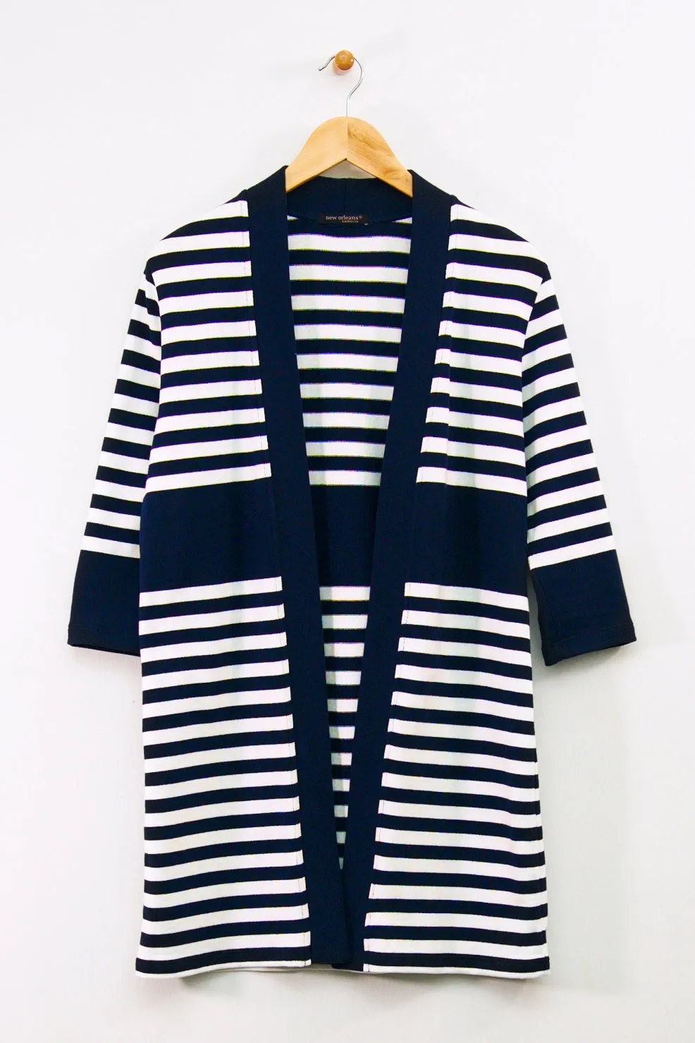 33" Long Striped Open Cardigan