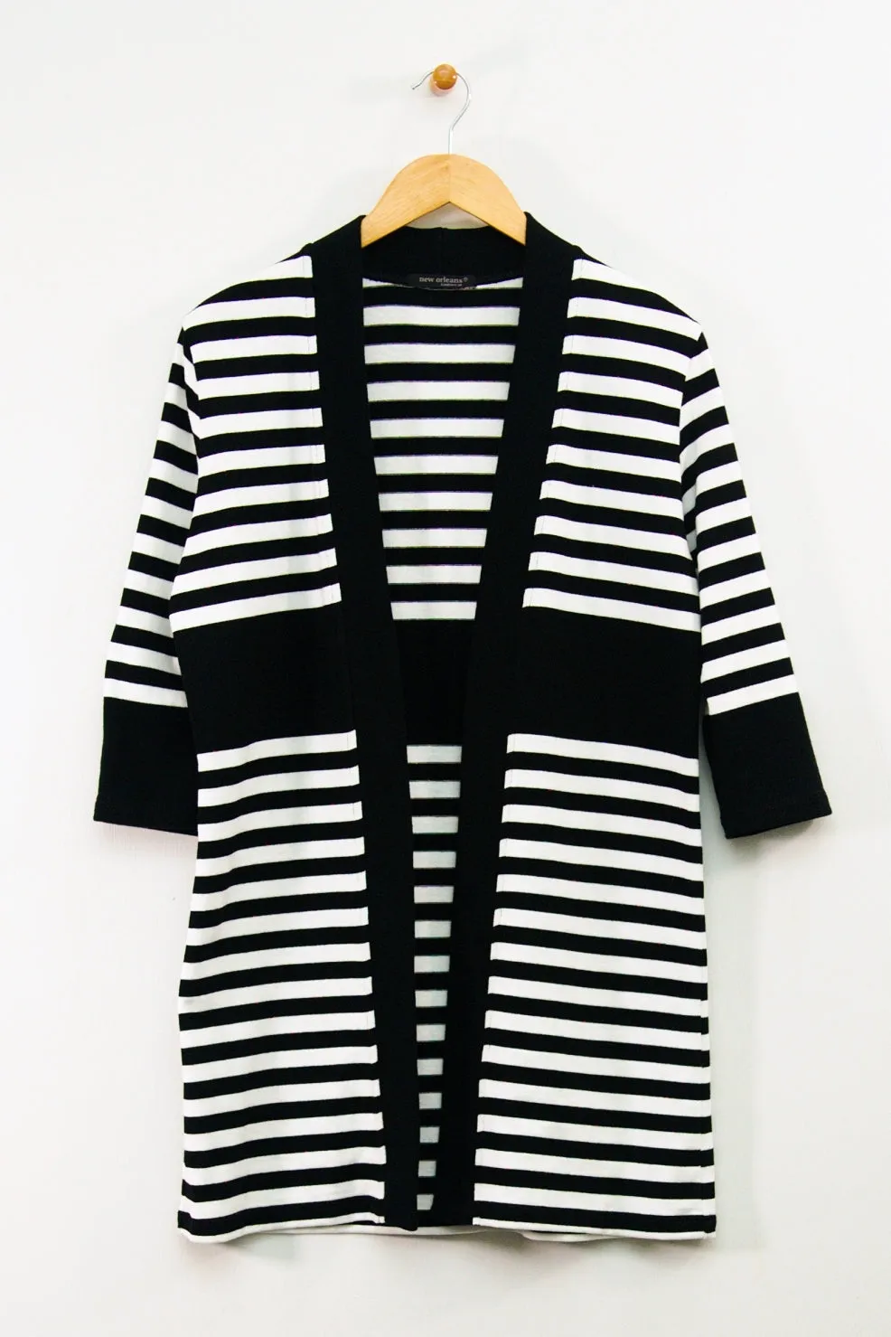 33" Long Striped Open Cardigan