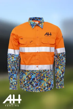 AH Fencing "Good Neighbours" Custom Orange Hi Vis Work Shirt