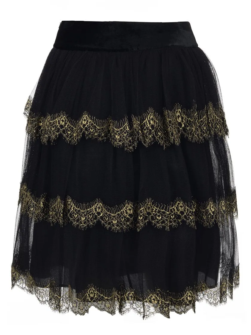 Alberta Ferretti Layered Silk Tulle Skirt