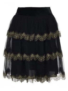 Alberta Ferretti Layered Silk Tulle Skirt