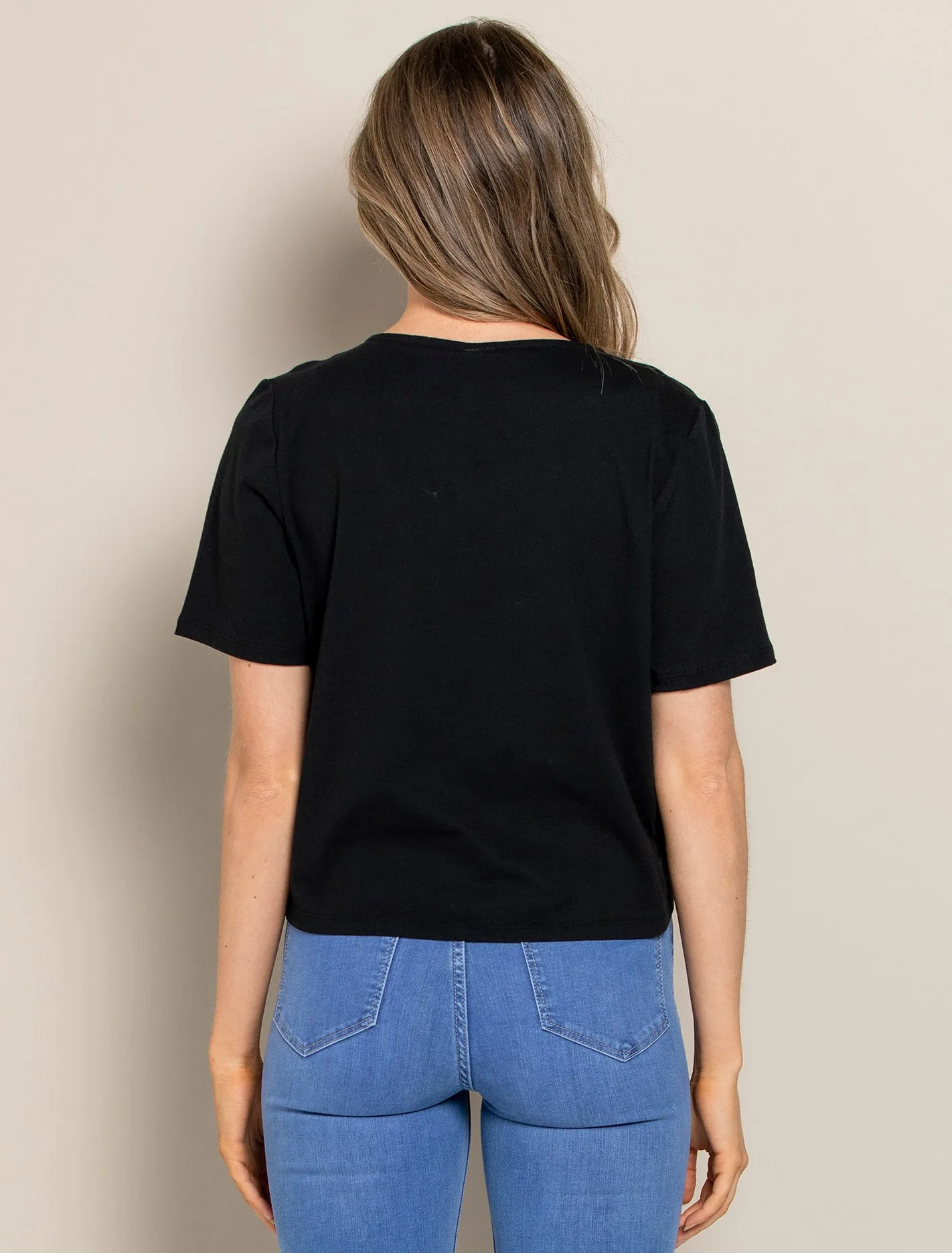 Alicia Tie Front Button Tee