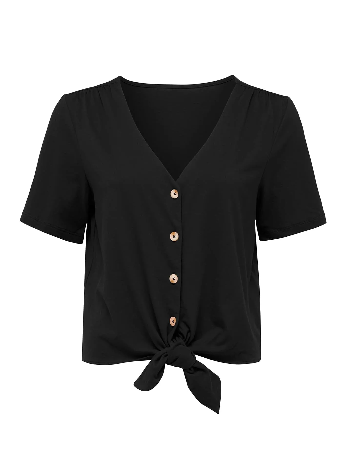 Alicia Tie Front Button Tee