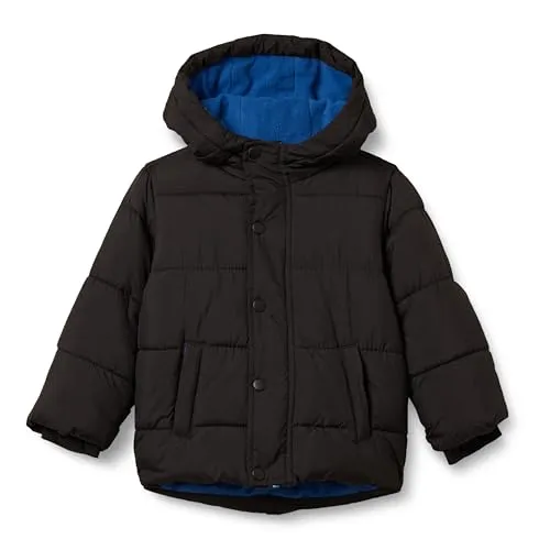 Amazon Essentials Toddler Boys' Heavyweight Hooded Puffer Jacket, Black, 4T