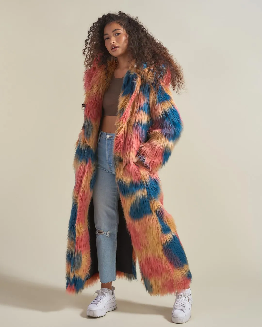 American Swallow Hooded Faux Fur Long Coat | Women's