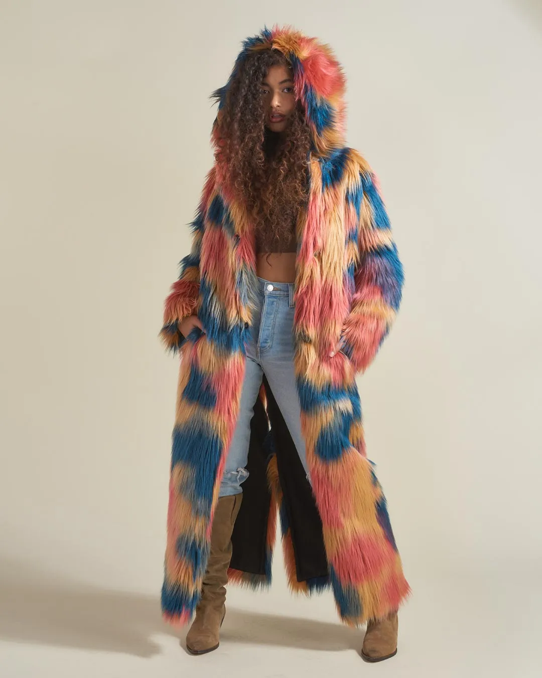 American Swallow Hooded Faux Fur Long Coat | Women's