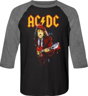 Angus Young Bloody Guitar ACDC Raglan Baseball Shirt