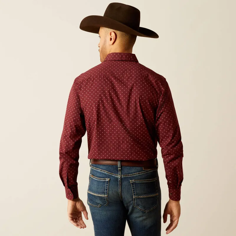 Ariat Men's Mckinley Modern Fit Shirt- Maroon Banner