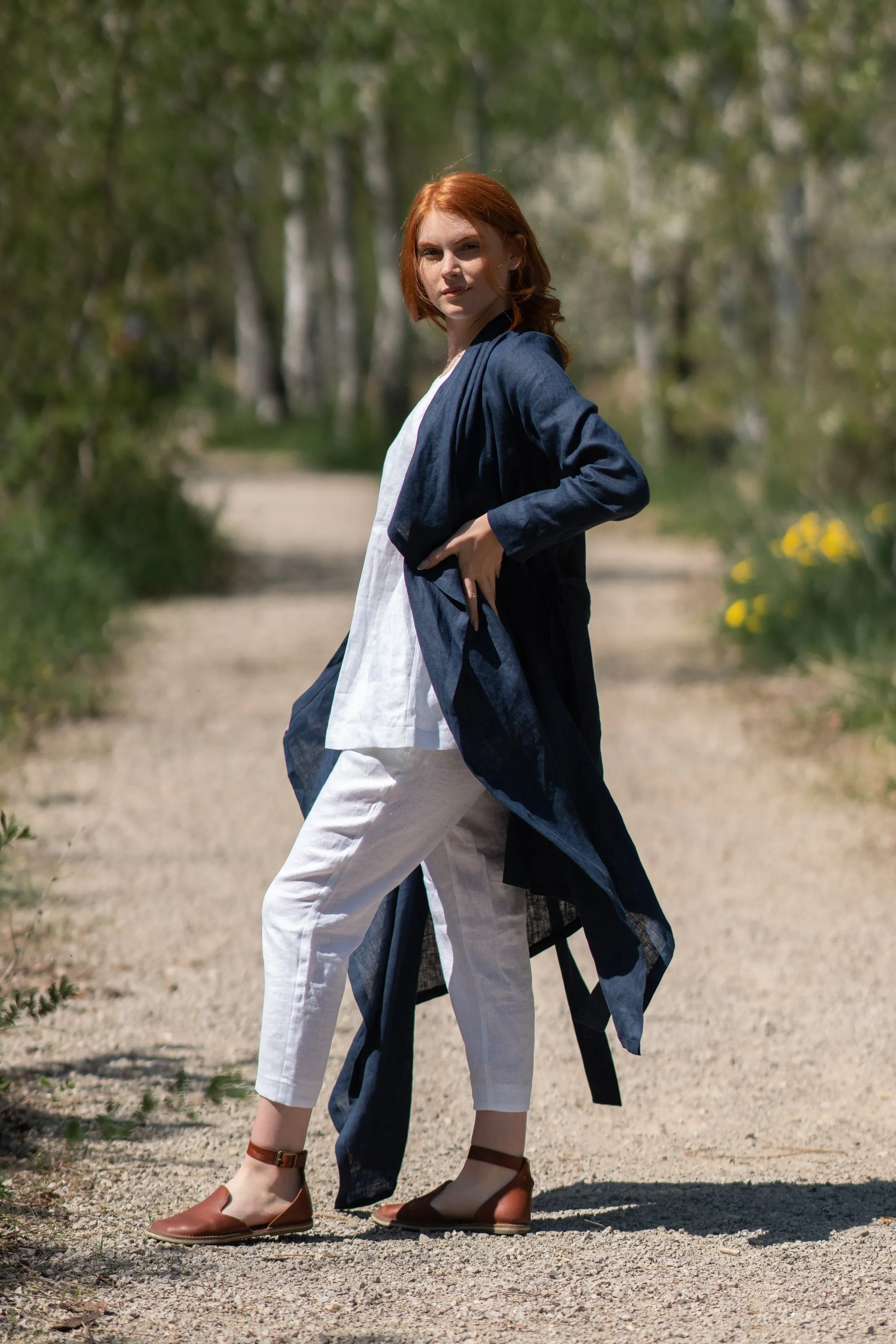 Asymmetrical Linen Cardigan