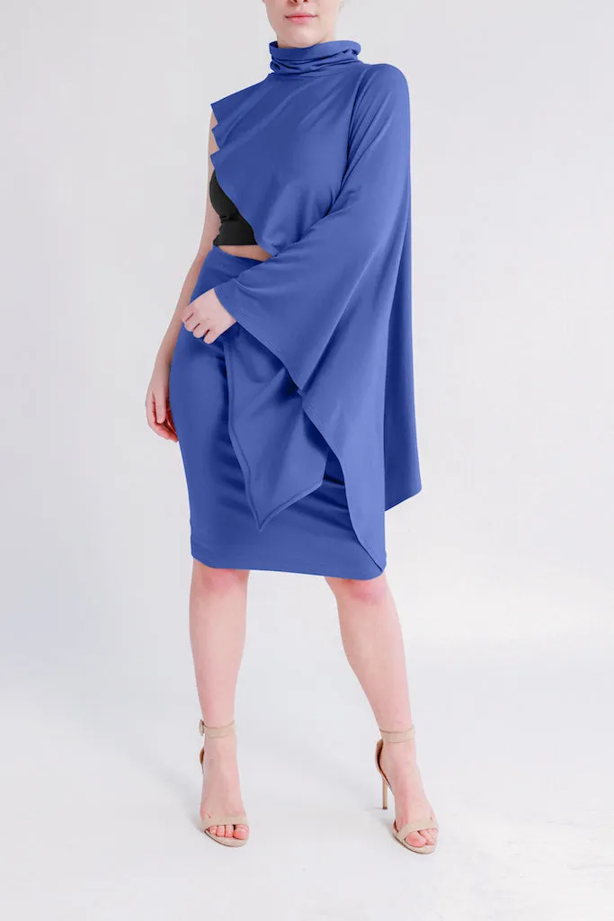 Asymmetrical Mock Neck Cape