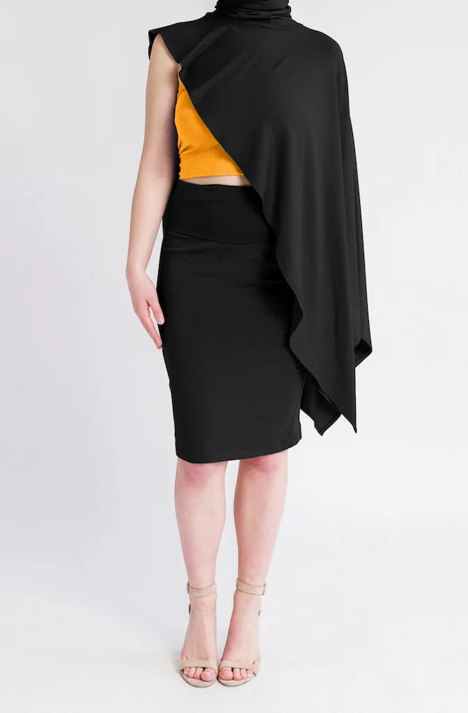 Asymmetrical Mock Neck Cape