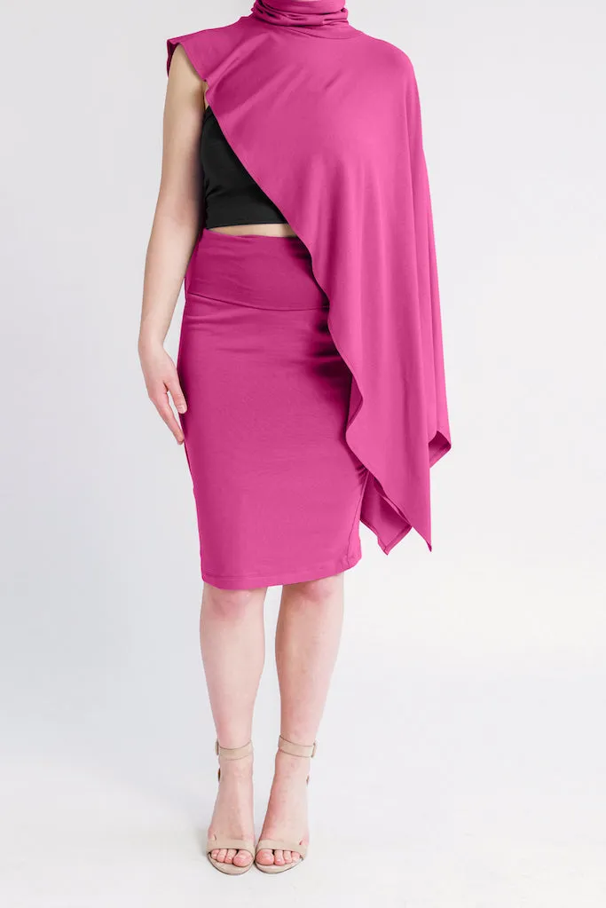 Asymmetrical Mock Neck Cape