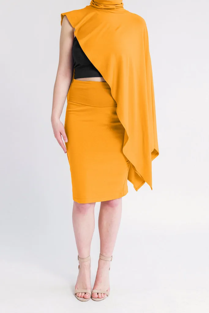 Asymmetrical Mock Neck Cape