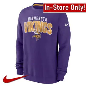 AVAILABLE IN-STORE ONLY! Minnesota Vikings Purple Nike Rewind Club Pullover Crew Sweatshirt