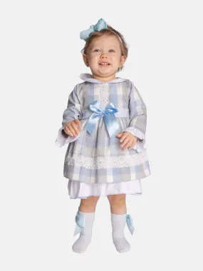 Baby Girl Antonia Collection Tartan Dress - Baby Blue