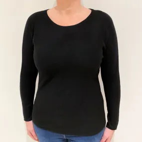 Black Cashmere Batwing Crew Neck Jumper Large