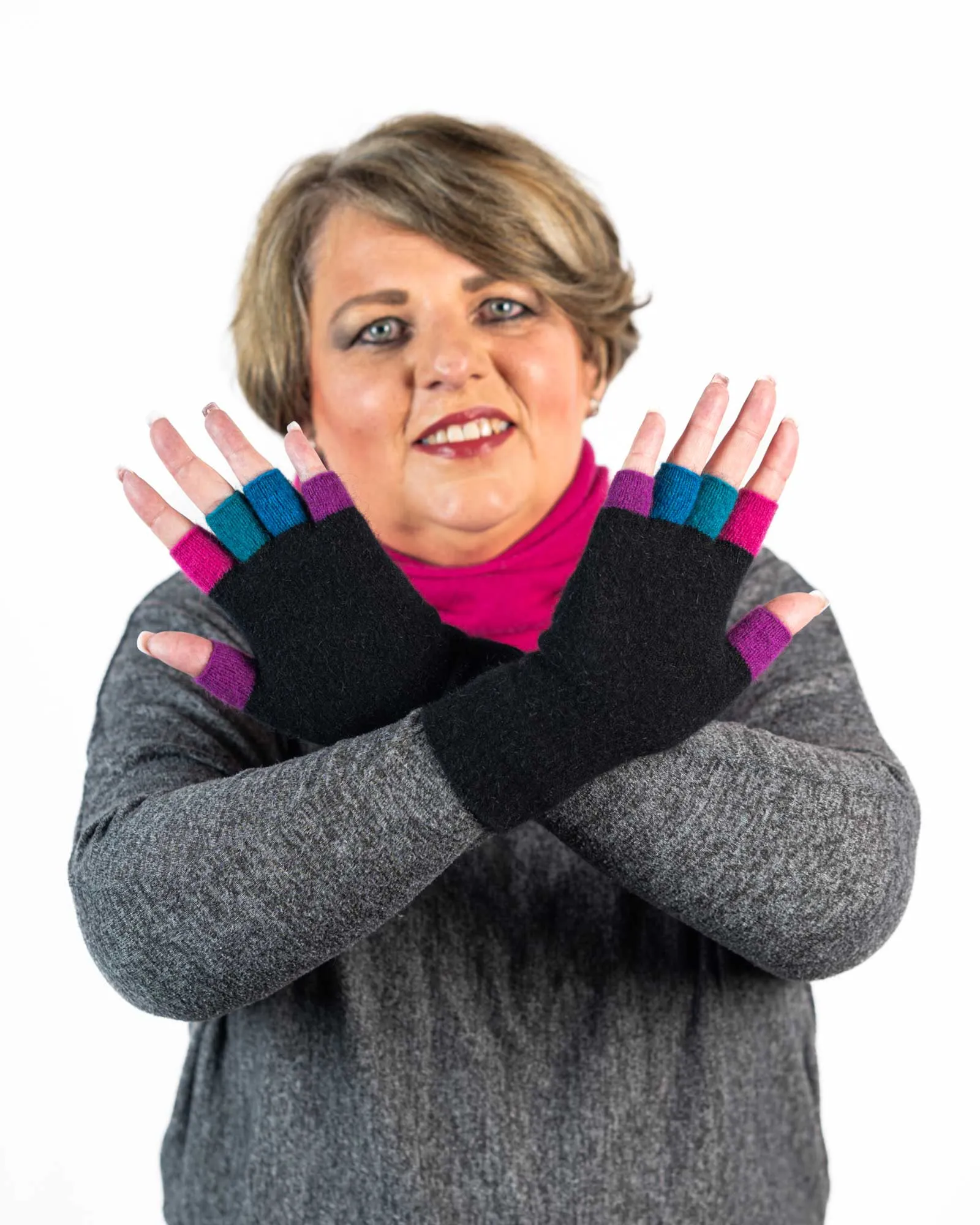 Black Crazy Fingerless Gloves - NX812