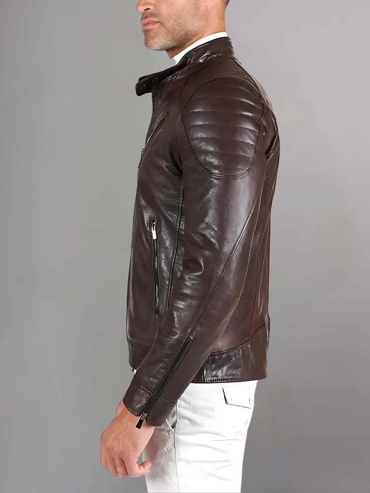 Black Leather Café Racer Jacket