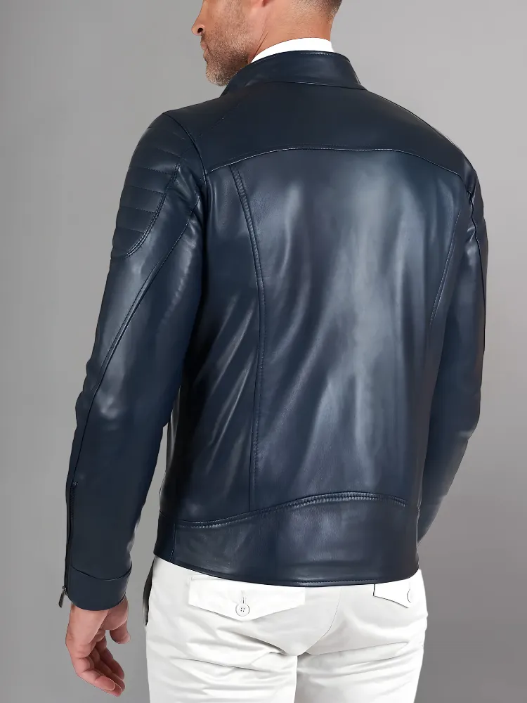 Black Leather Café Racer Jacket