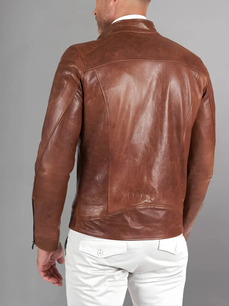 Black Leather Café Racer Jacket