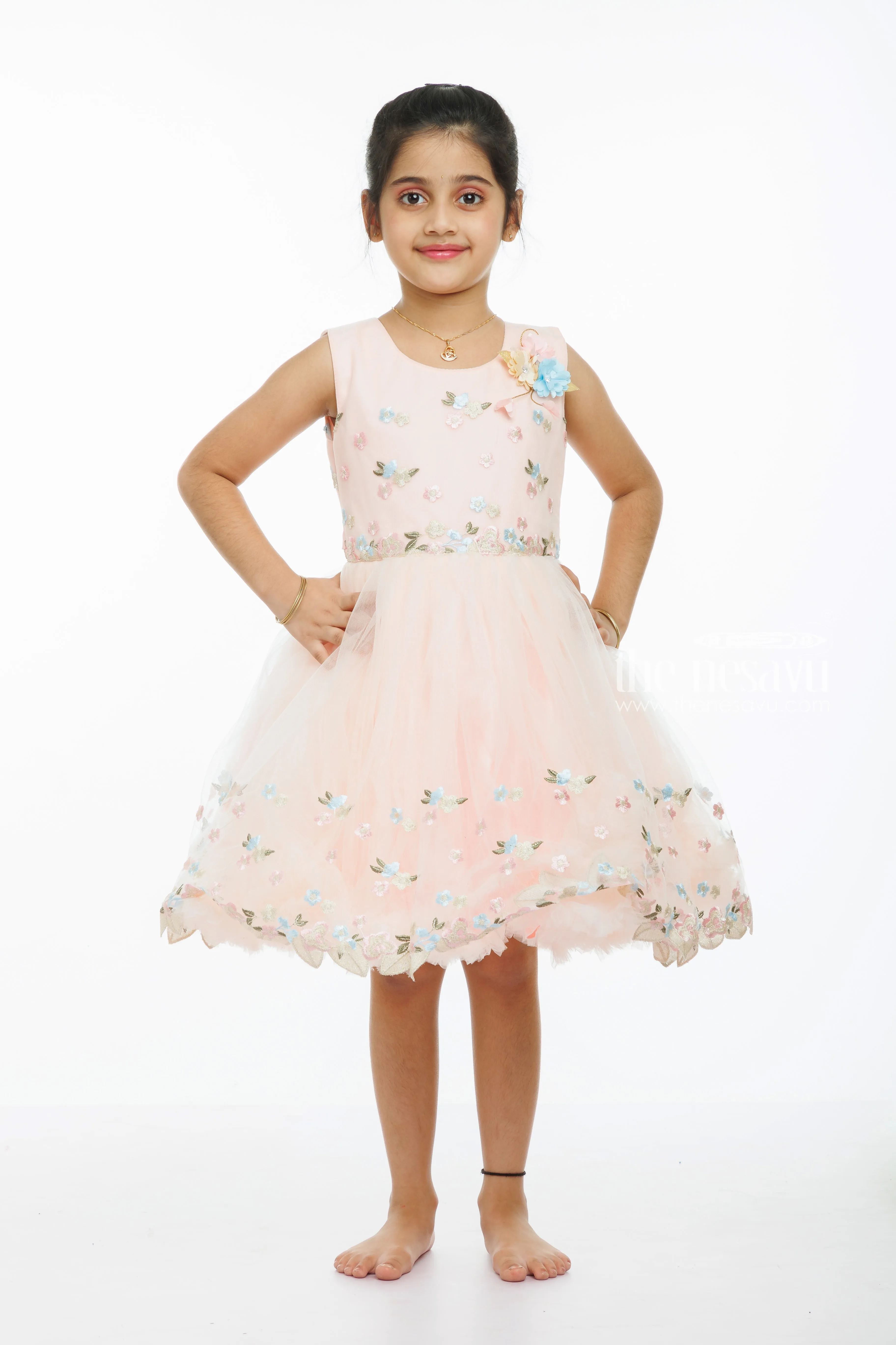 Blooming Elegance Velvet-Trimmed Tutu Frock: A Dazzling Affair for Girls