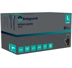 Bodyguards Black Nitrile Examination Gloves GL897