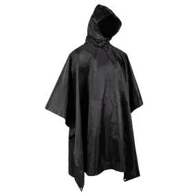 Brand army style waterproof rain RipStop poncho cape military Black