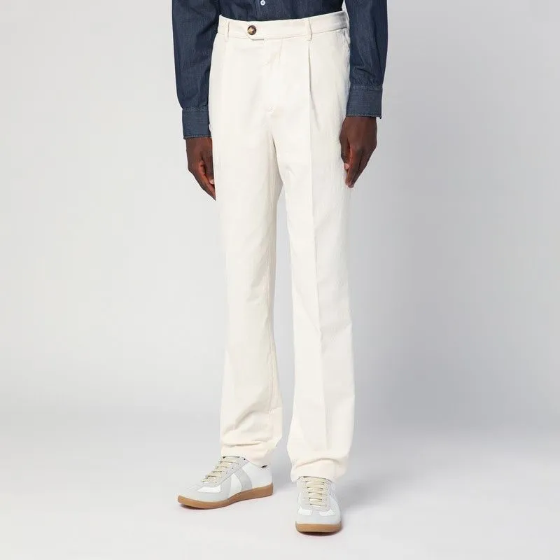 BRUNELLO CUCINELLI Elevated White Corduroy Trousers