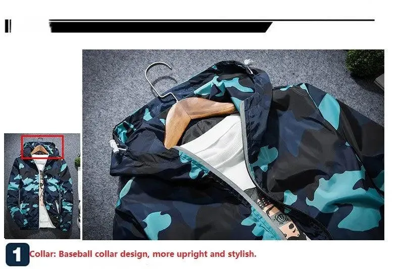 Camouflage Men Jacket Fashion Spring Men Brand Camouflage Jackets Casual Mens Coat Men's Hooded Luminous Zipper Coats MWJ011