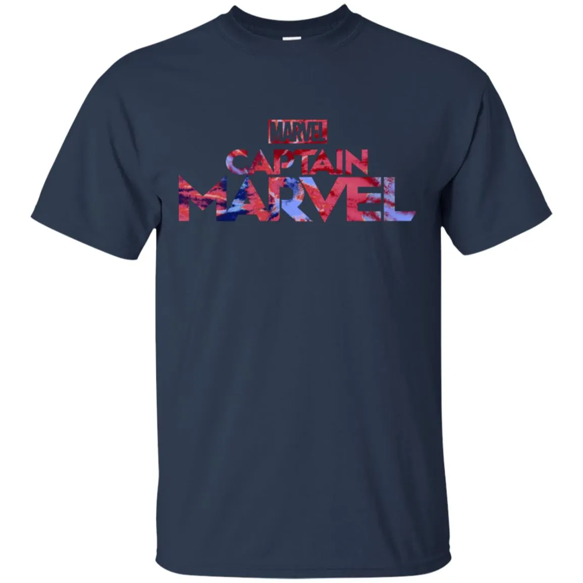 Captain Marvel Bold Tie Dye Movie Logo Men Cotton T-Shirt