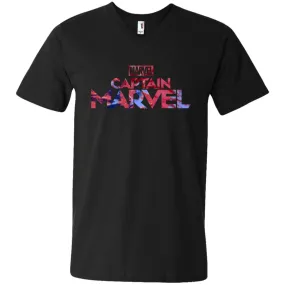 Captain Marvel Bold Tie Dye Movie Logo Men V-Neck T-Shirt