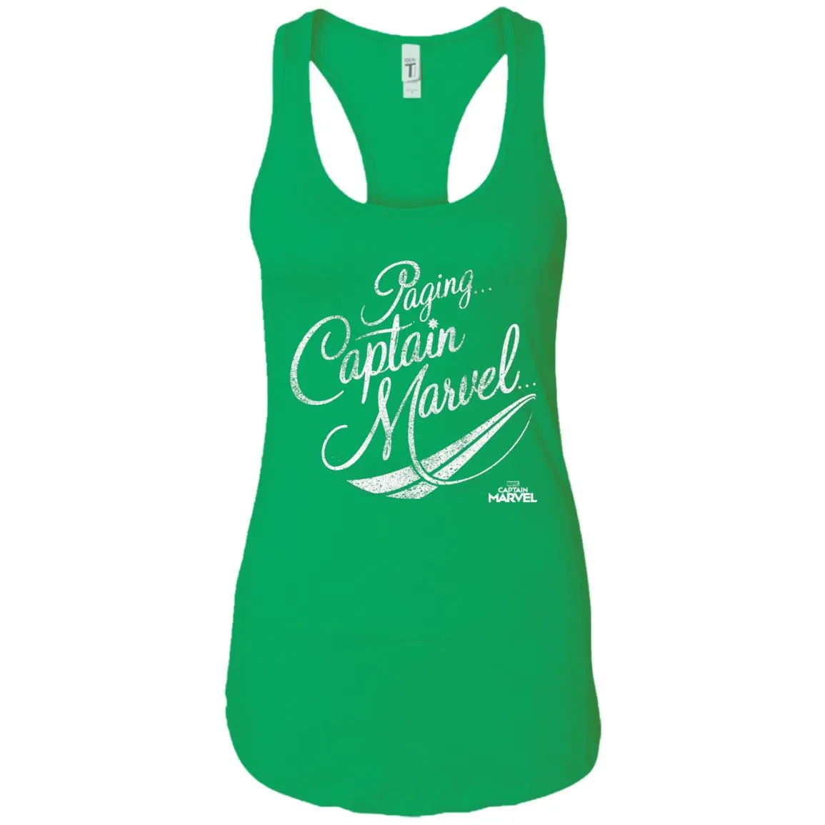 Captain Marvel Paging Distressed Cursive Women Tank Top