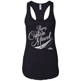 Captain Marvel Paging Distressed Cursive Women Tank Top