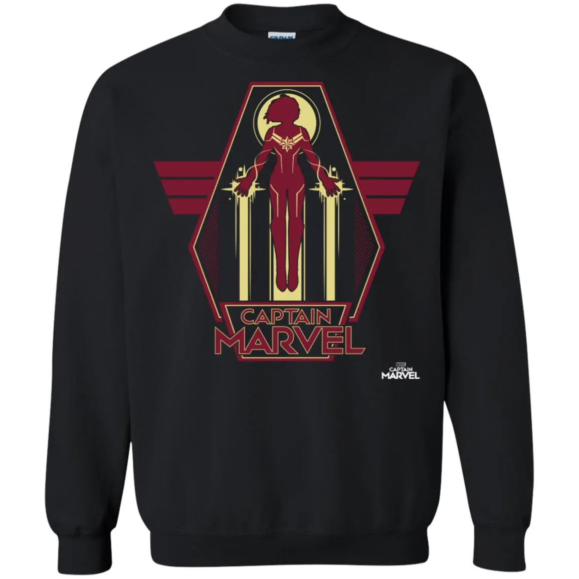 Captain Marvel Red Yellow Flight Powers Crewneck Pullover Sweatshirt