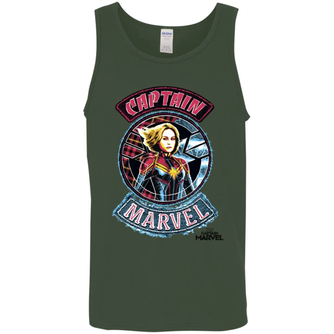 Captain Marvel Stitched Patched Portrait Men Cotton Tank