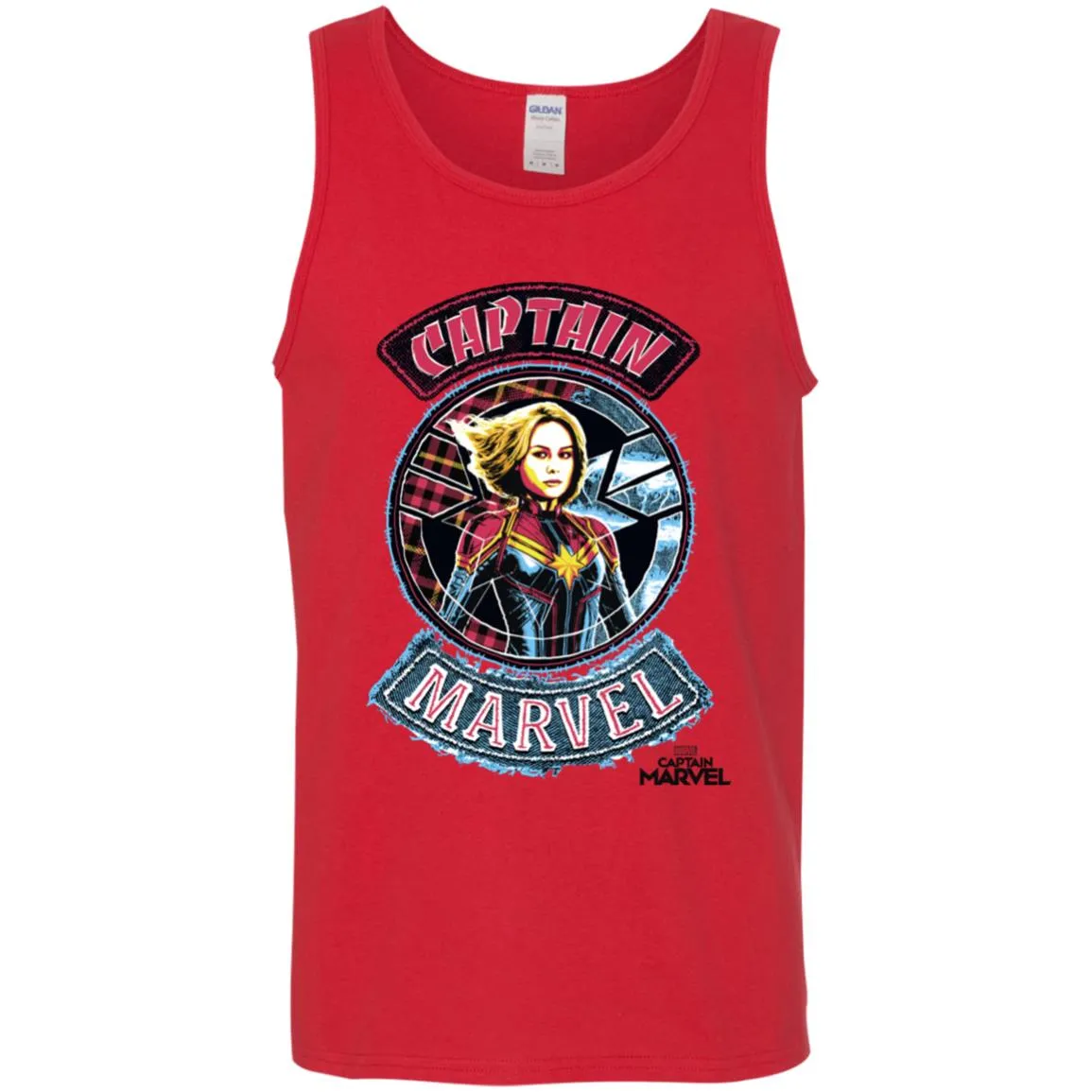 Captain Marvel Stitched Patched Portrait Men Cotton Tank