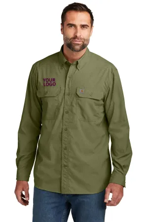 Carhartt Force Long Sleeve Custom Shirts, Burnt Olive