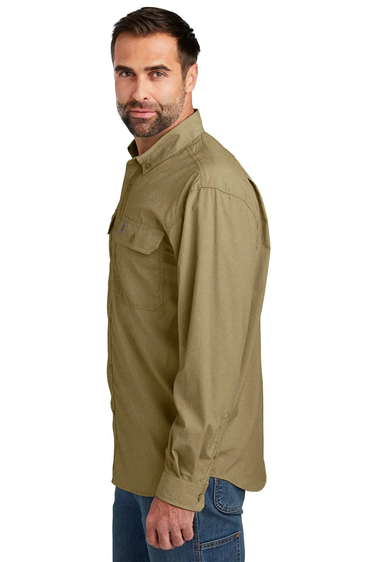 Carhartt Force Long Sleeve Custom Shirts, Dark Khaki