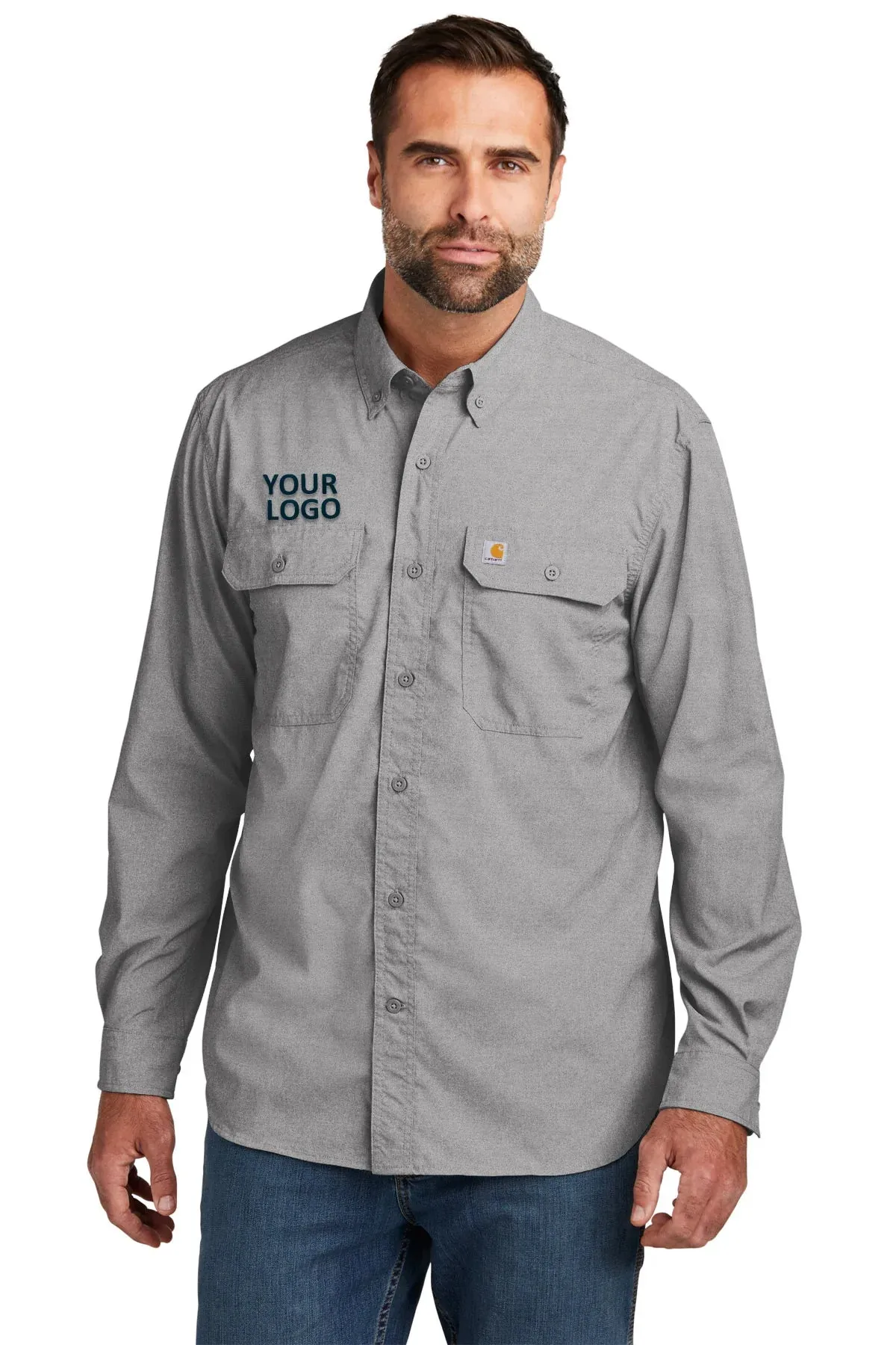 Carhartt Force Long Sleeve Custom Shirts, Steel