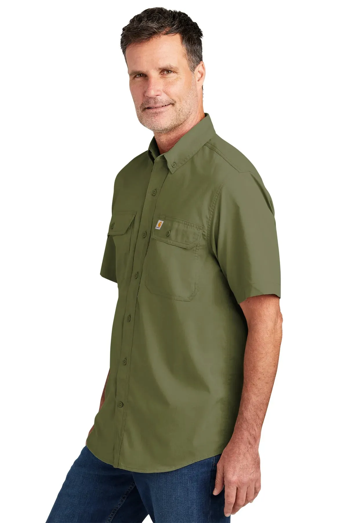 Carhartt Force Solid Custom Shirts, Burnt Olive