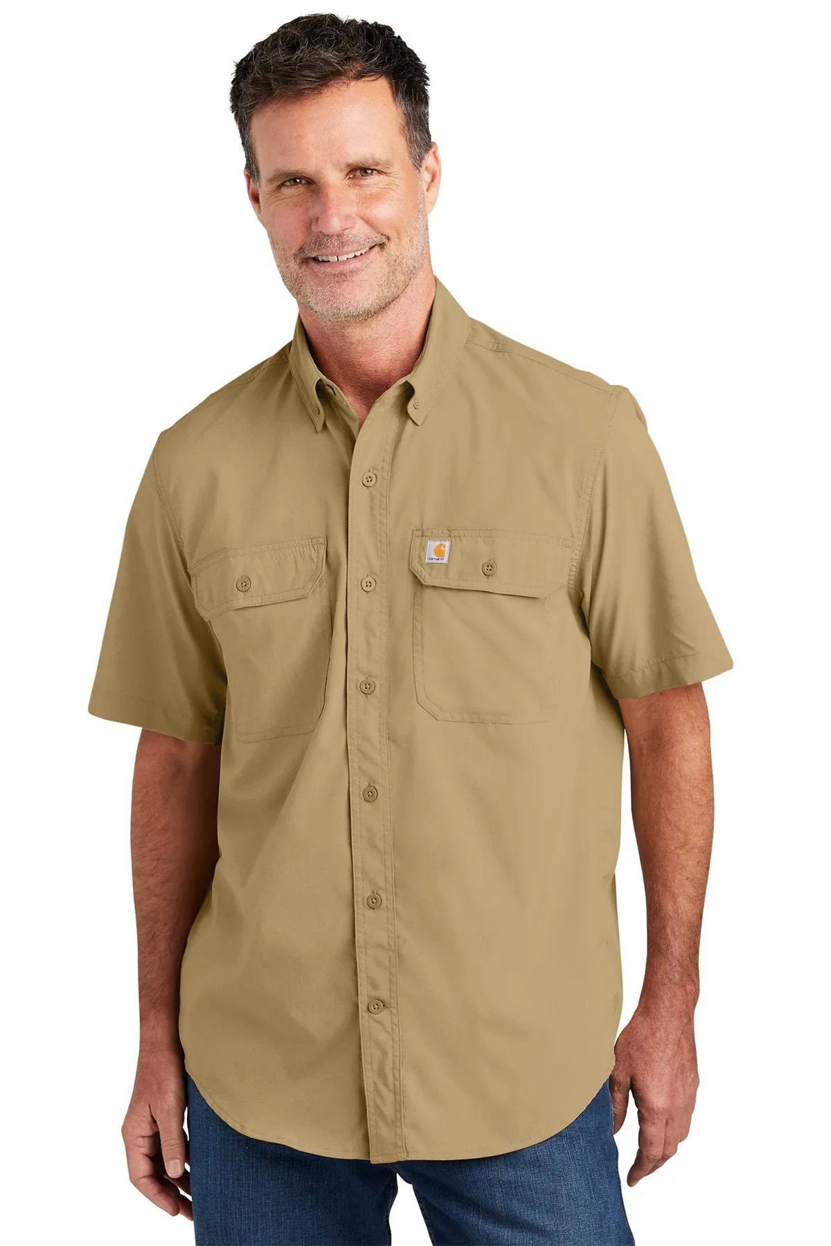 Carhartt Force Solid Custom Shirts, Dark Khaki