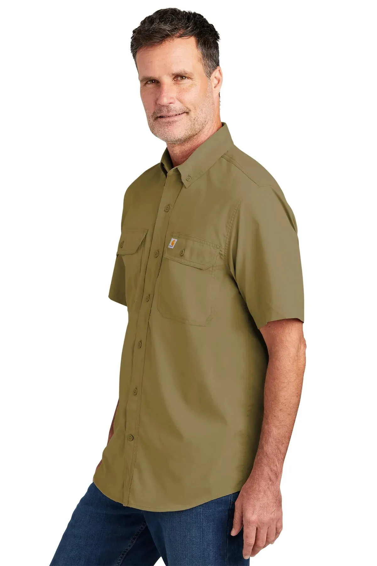 Carhartt Force Solid Custom Shirts, Dark Khaki