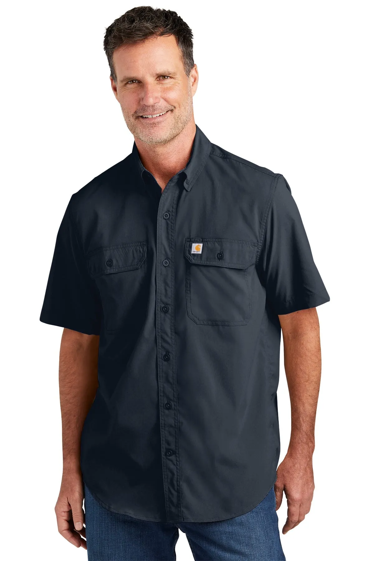 Carhartt Force Solid Custom Shirts, Navy