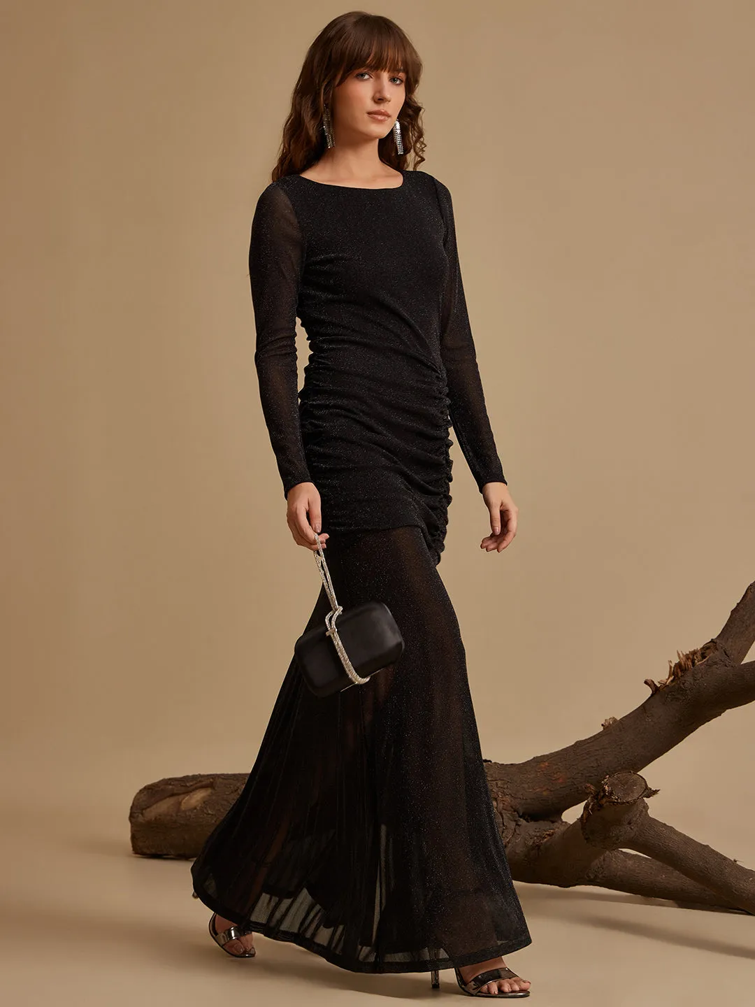 Carter Black Solid Maxi Dress