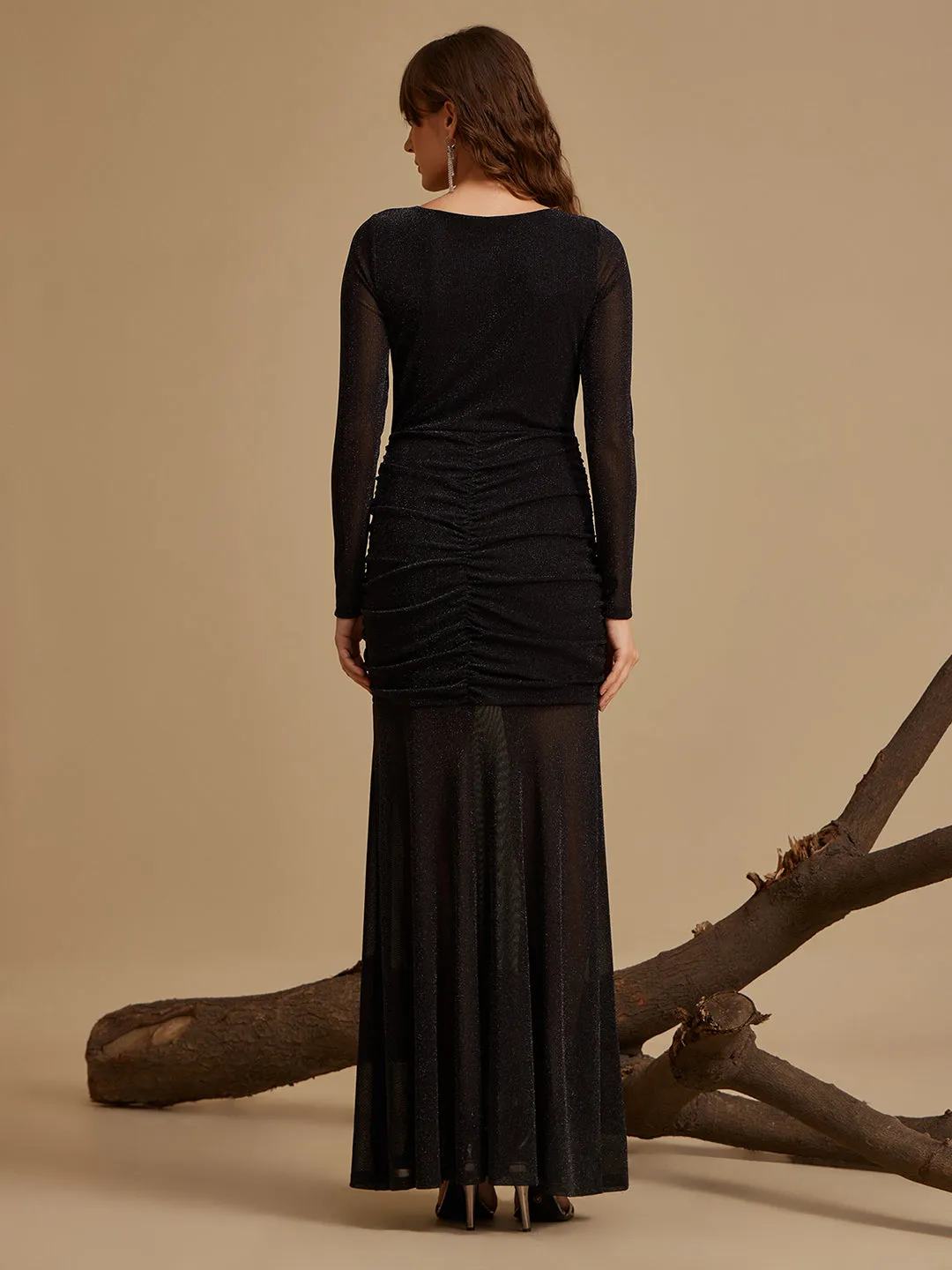 Carter Black Solid Maxi Dress