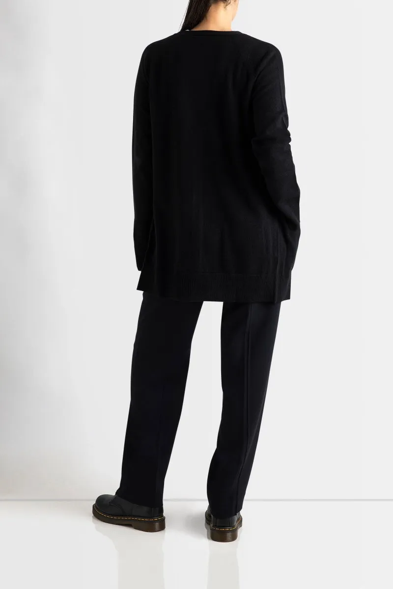 Cashmere James Boyfriend Cardigan in Black