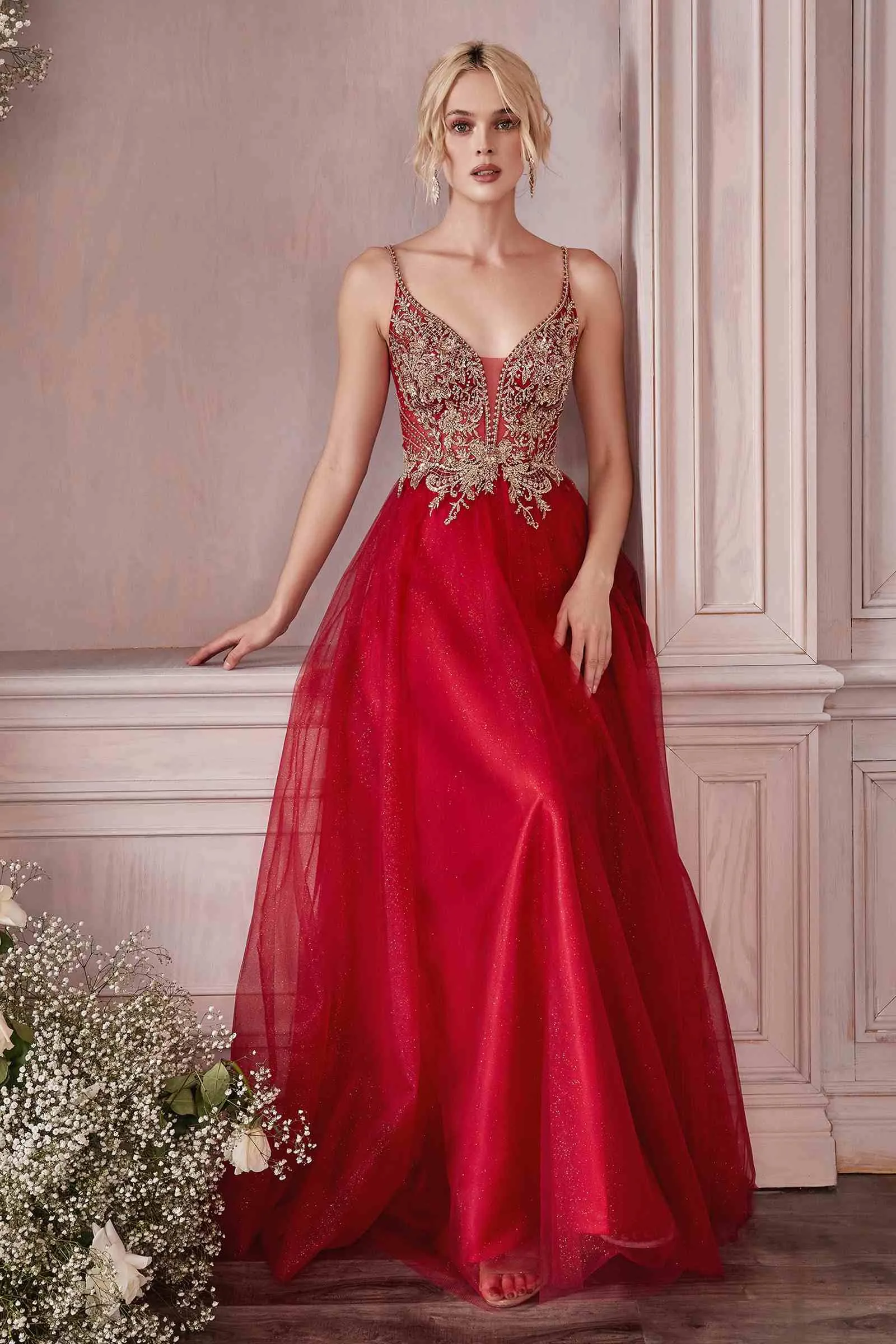 Cinderella Divine CD0195 Dress Long A-Line Layered Tulle Gown